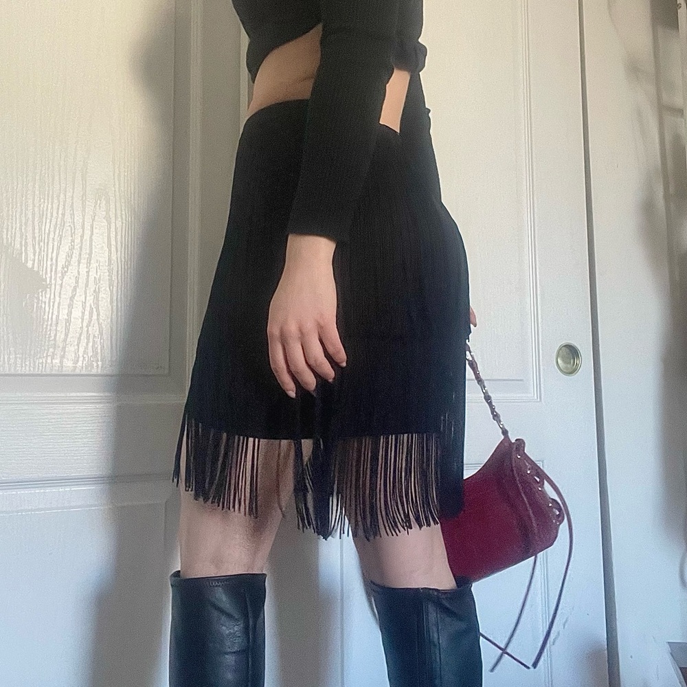 Fringe Mini Skirt from Bebe